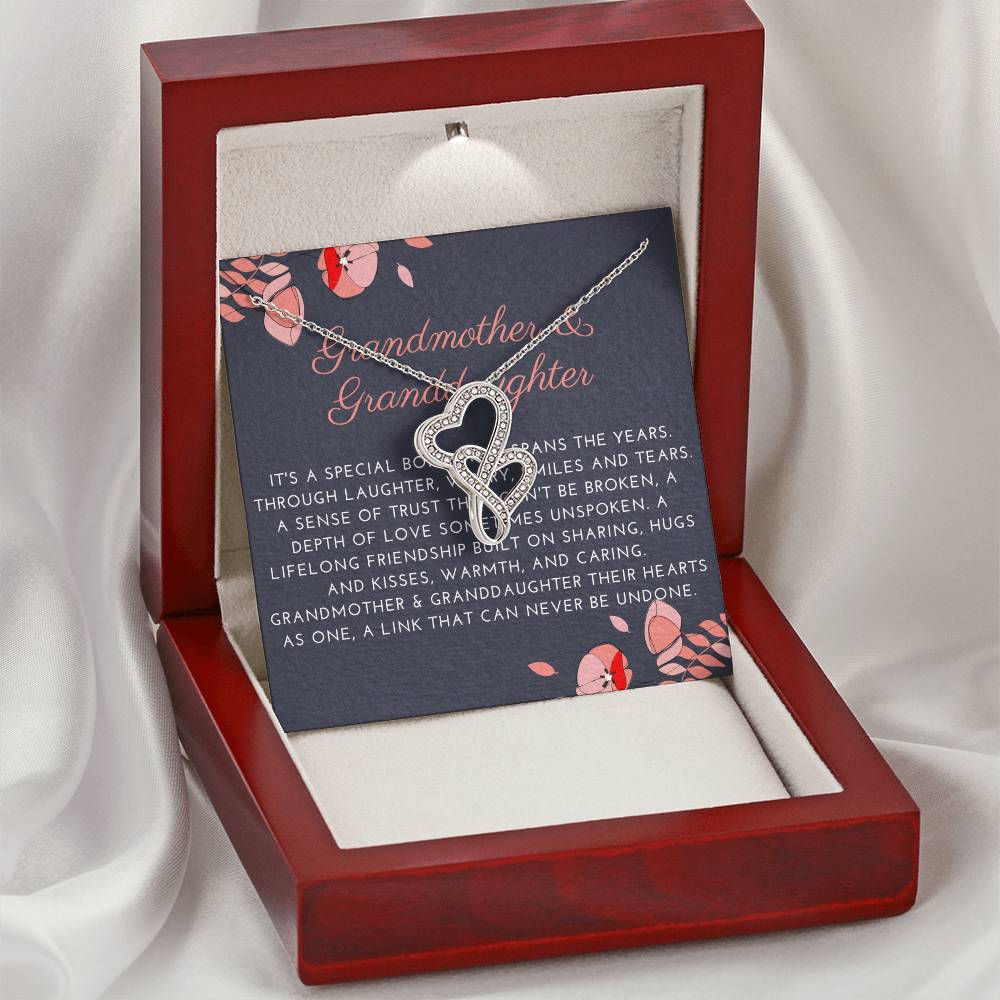 Grandmother & Granddaughter Necklace Granddaughter Gift From Grandmother Jewelry For Grandmother And Granddaughter Double Hearts Necklace
