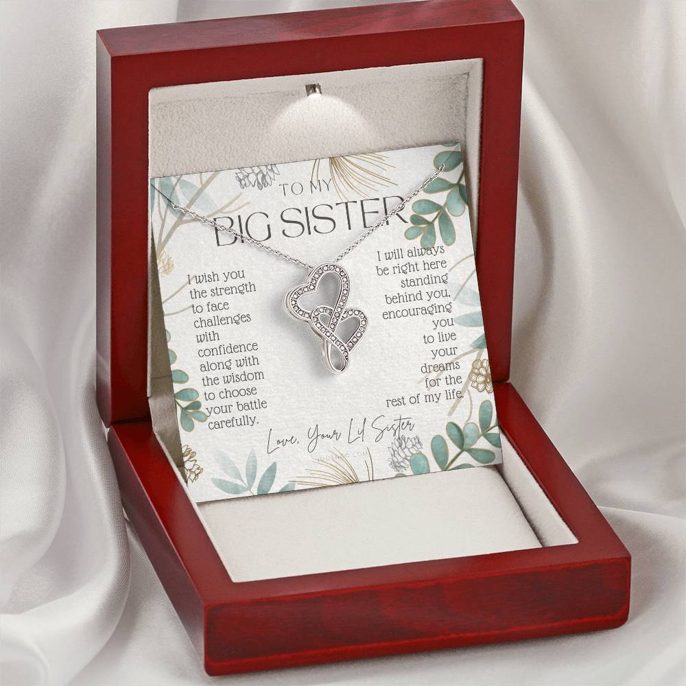 To My Sister Live Your Dreams Gift For Big Sister From Little Sister Sister Birthday Graduation Christmas Present Double Hearts Necklace