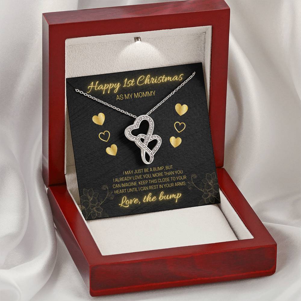 Happy 1St Christmas Black Double Hearts Double Hearts Necklace