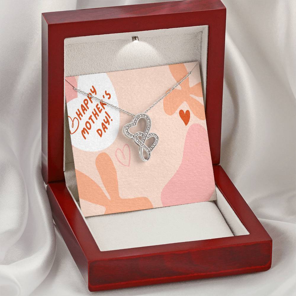 To My Lovely Mom Double Hearts Necklace