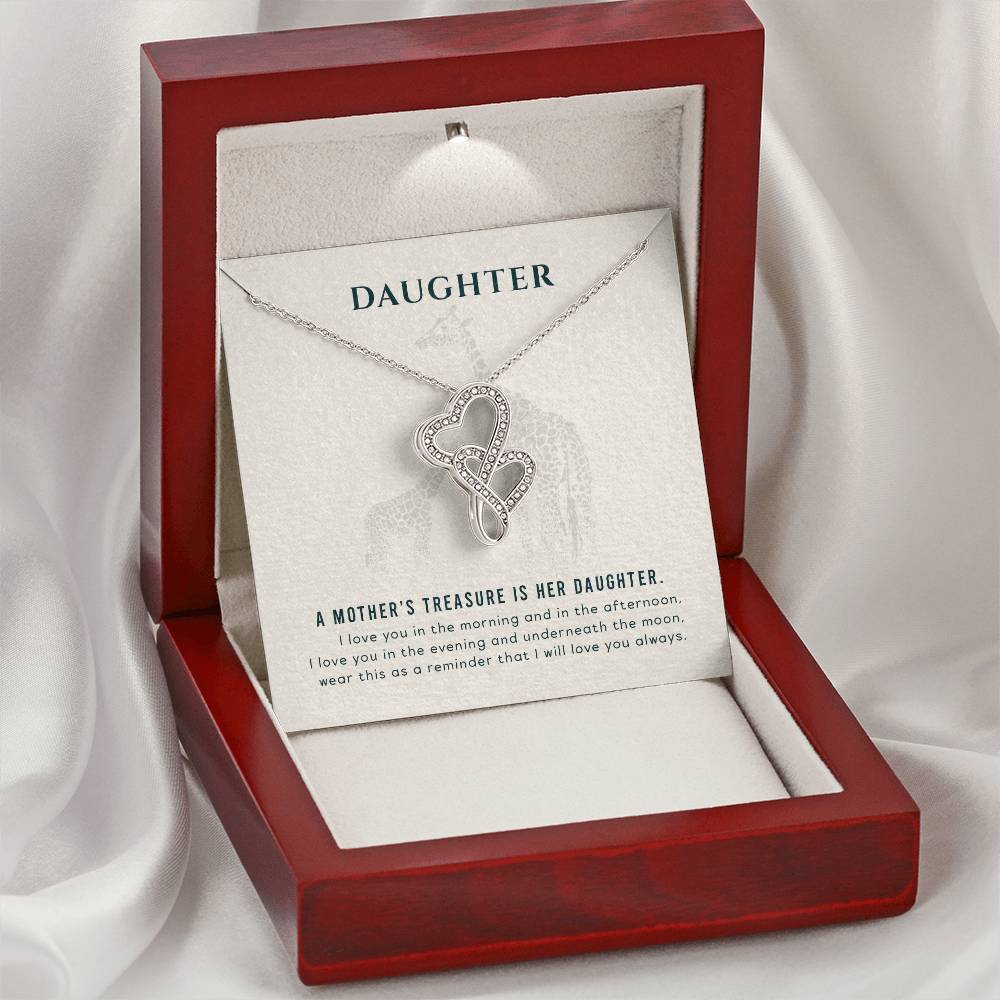 Mom To Daughter Alluring Beauty Necklace Gift - A Mother's Treasure - Giraffe Necklace - Giraffe Necklace For Mom - Mo Double Hearts Necklace