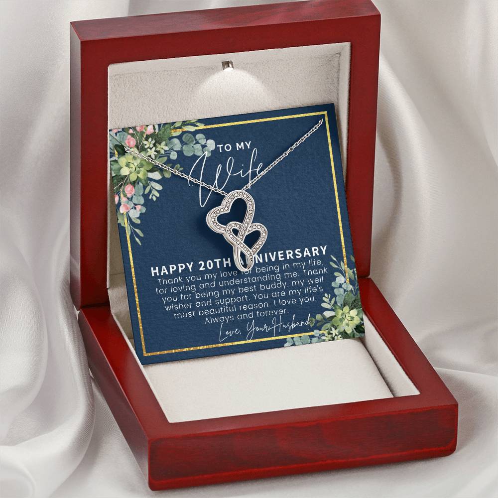 20Th Anniversary Gift For Wife 20 Year Anniversary Gifts 20Th Wedding Anniversary Gift Ideas 20 Year Anniversary Gift  Double Hearts Necklace