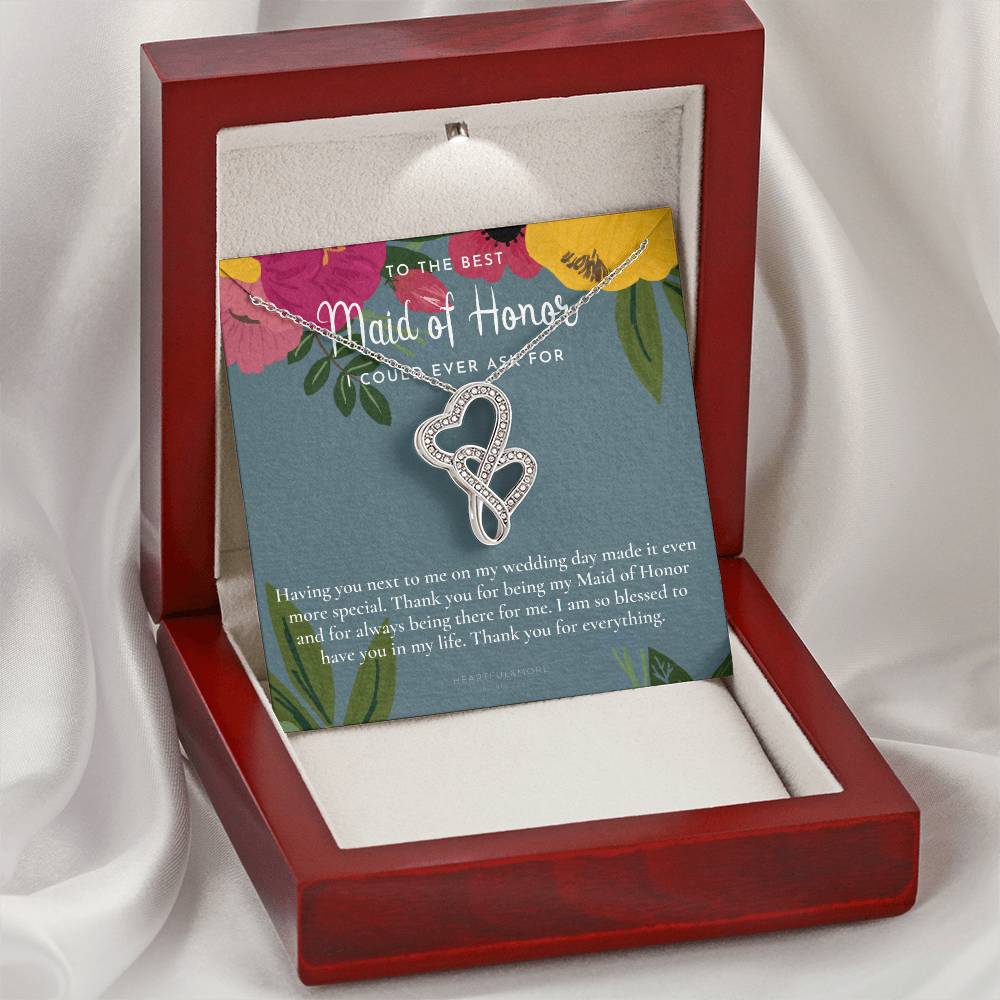 Maid Of Honor Thank You Gift From Bride Bridesmaid Gift Maid Of Honor Gift Necklace Matron Of Honor Gift Thank You Gif 3 Double Hearts Necklace