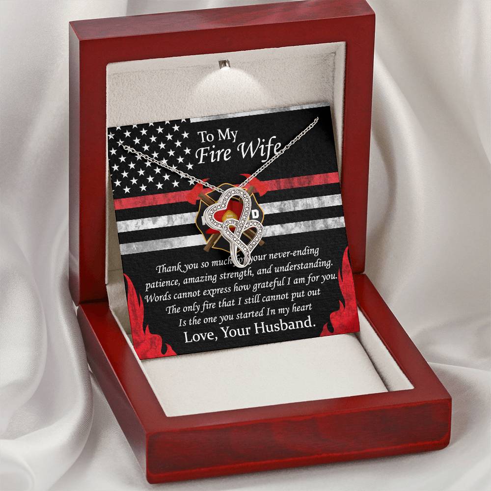 To My Fire Wife Double Hearts Necklace