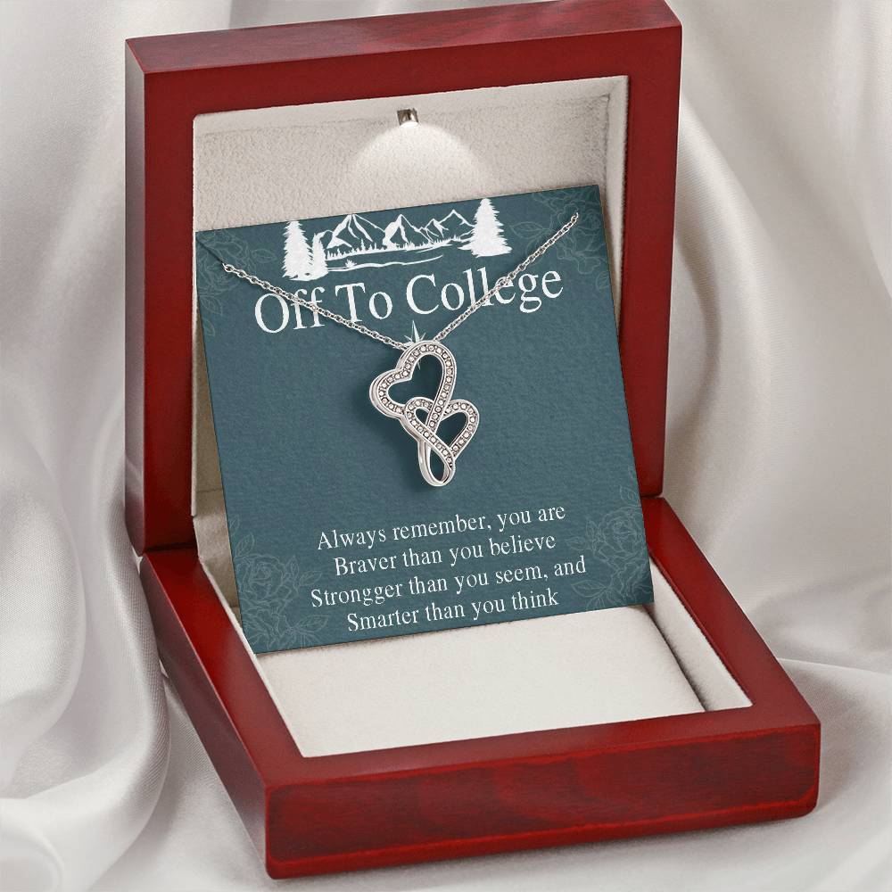 Graduation Gift Necklace For Girls - Graduate Gift Jewelry -  College - High School - Elementary School - Senior Gradu 1 Double Hearts Necklace