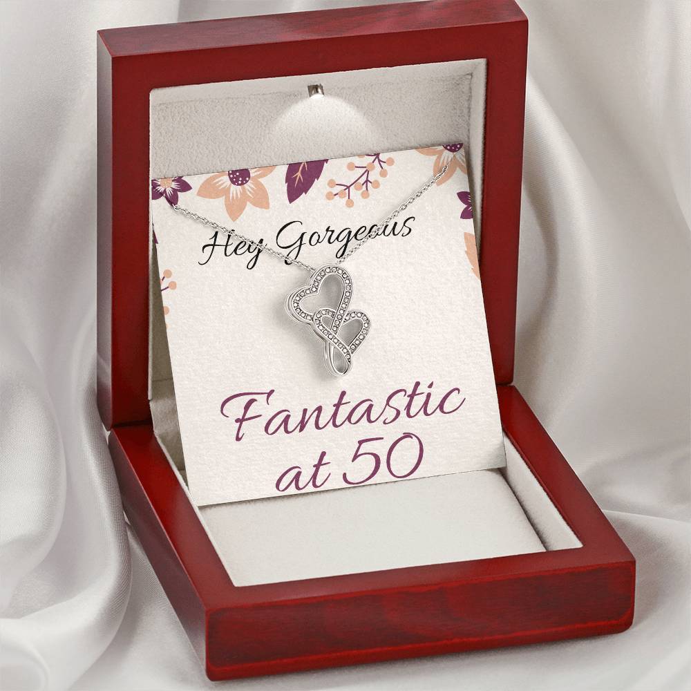 Fantastic At 50--- Double Hearts Necklace