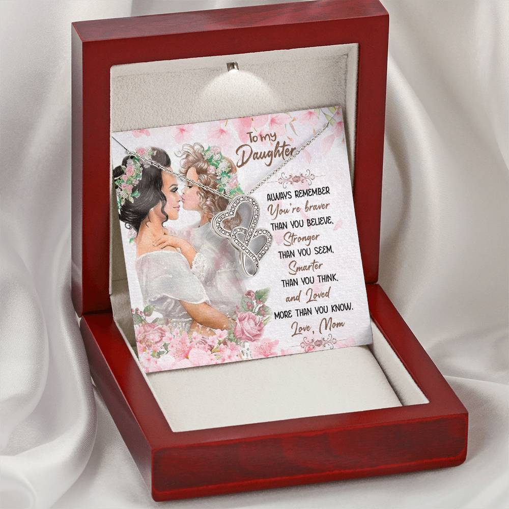 To My Daughter Necklace - Mom To Daughter Double Heart Necklace Gift - Mom And Daughter Always Remember Gift From Mom  7 Double Hearts Necklace