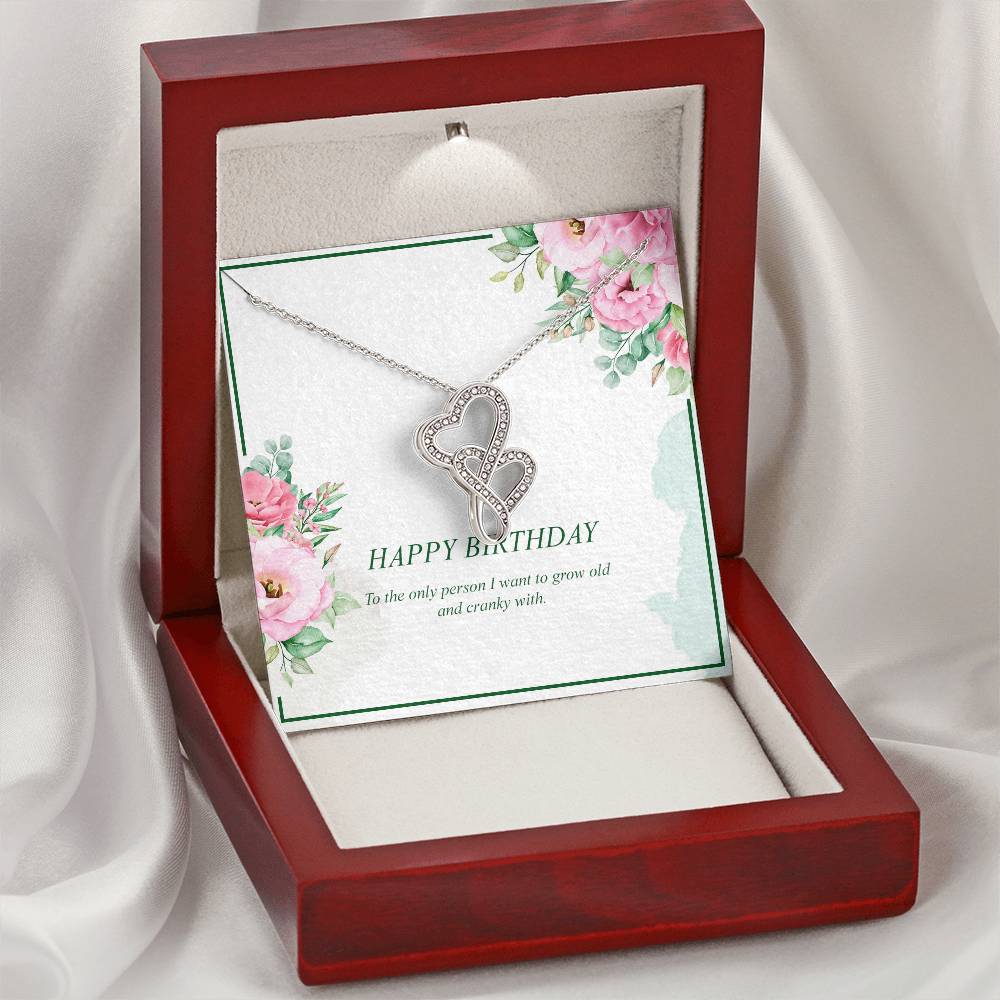 Happy Birthday Wife-  Double Hearts Necklace