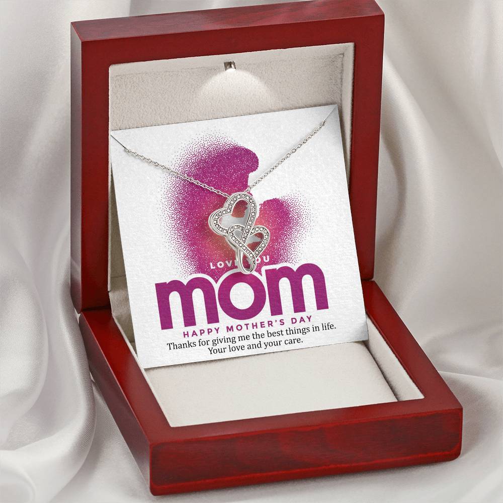 Thanks For Giving Me The Best Things In Life Mother - Necklace Double Hearts Necklace
