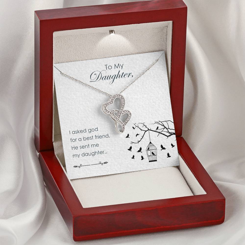 To My Daughter - 3 Double Hearts Necklace