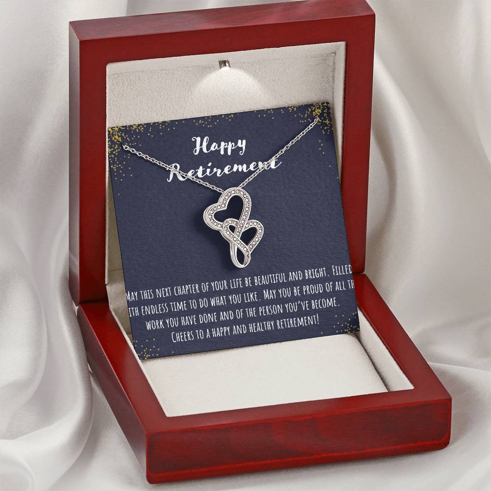 Happy Retirement Double Hearts Necklace