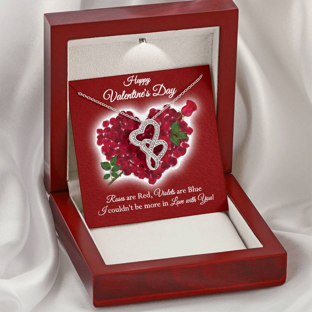 Happy Valentine's Day Roses Dblhrts Necklace Double Hearts Necklace