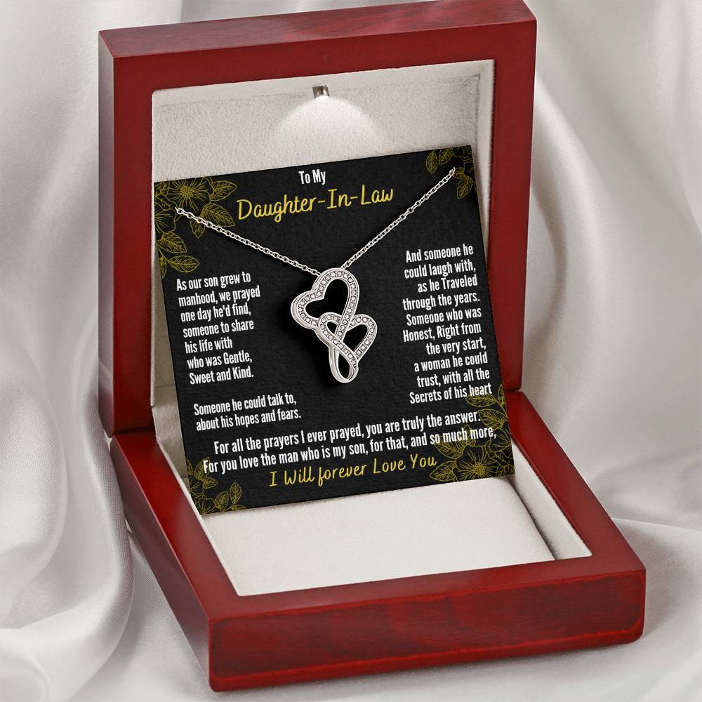 A Gift For Daughter In Law  - You Are Truly The Answer 2 Double Hearts Necklace