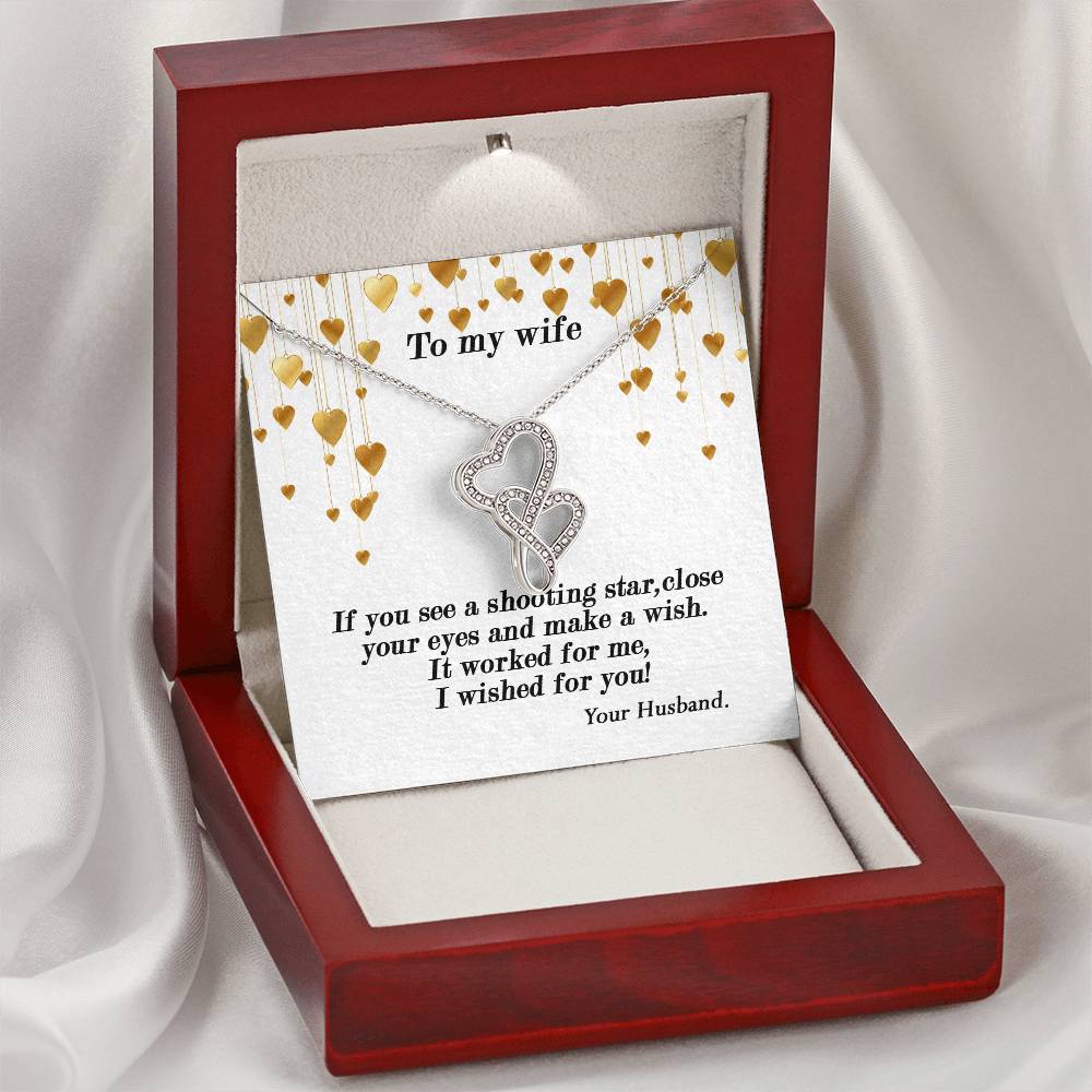 To My Wife Necklace - Anniversary Gift For Wife Birthday Gift For Wife Gift For Wife Necklace For Wife Gift For Wife B 4 Double Hearts Necklace