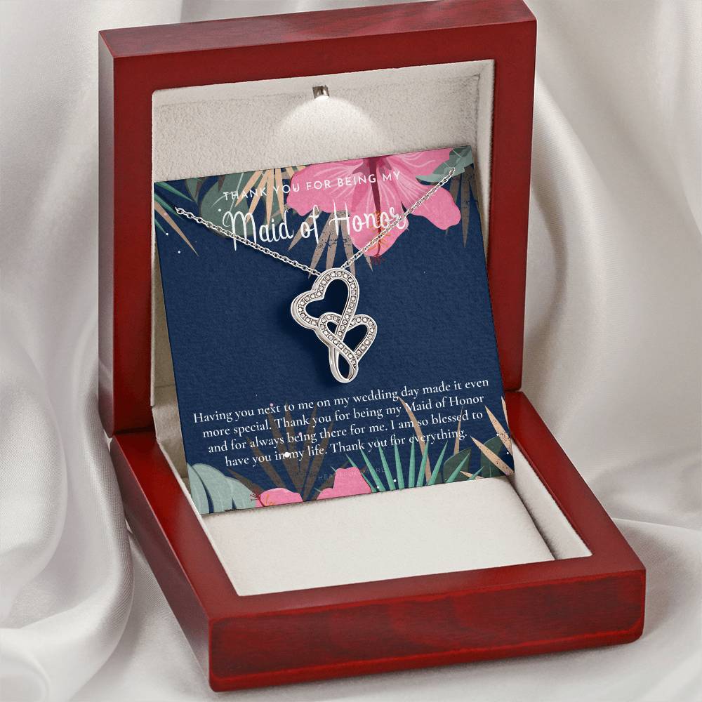 Maid Of Honor Thank You Gift From Bride Bridesmaid Gift Maid Of Honor Gift Necklace Matron Of Honor Gift Thank You Gif Double Hearts Necklace