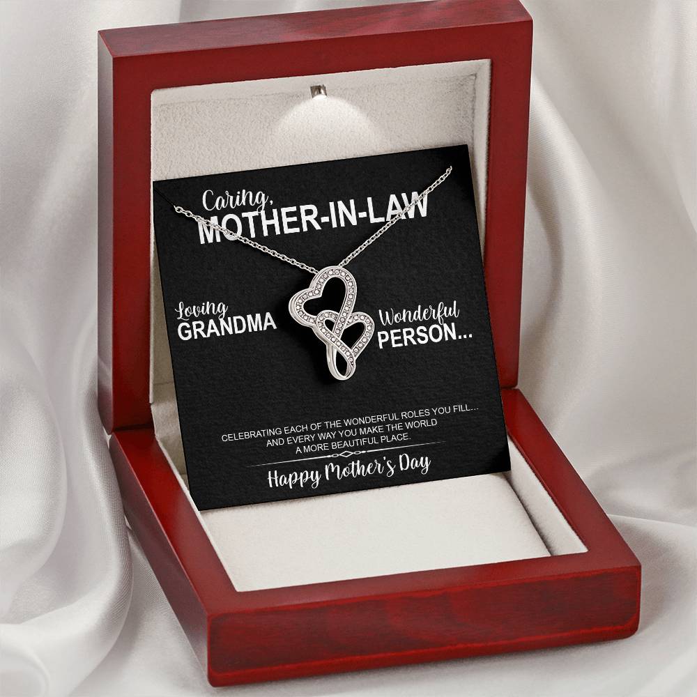 To My Caring Mother-In-Law - Elegant Necklace - Mil03 Double Hearts Necklace