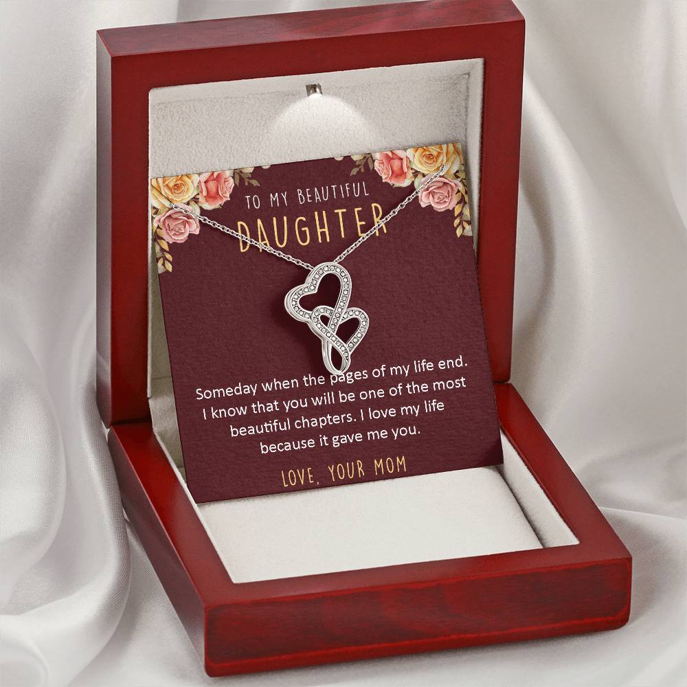 Premium   Personalized Gift for Your Loving Daughter! ❤️ Double Hearts Necklace