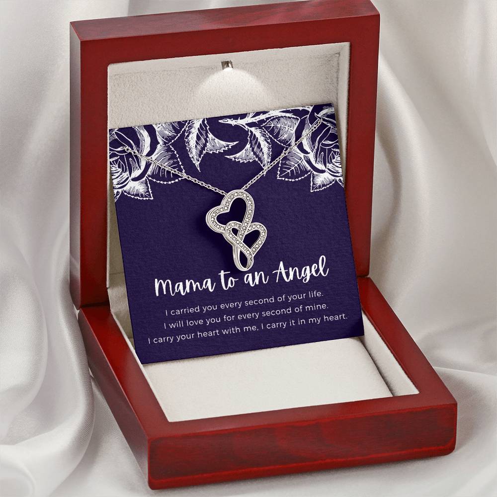 Mama To An Angel  Double Hearts Necklace