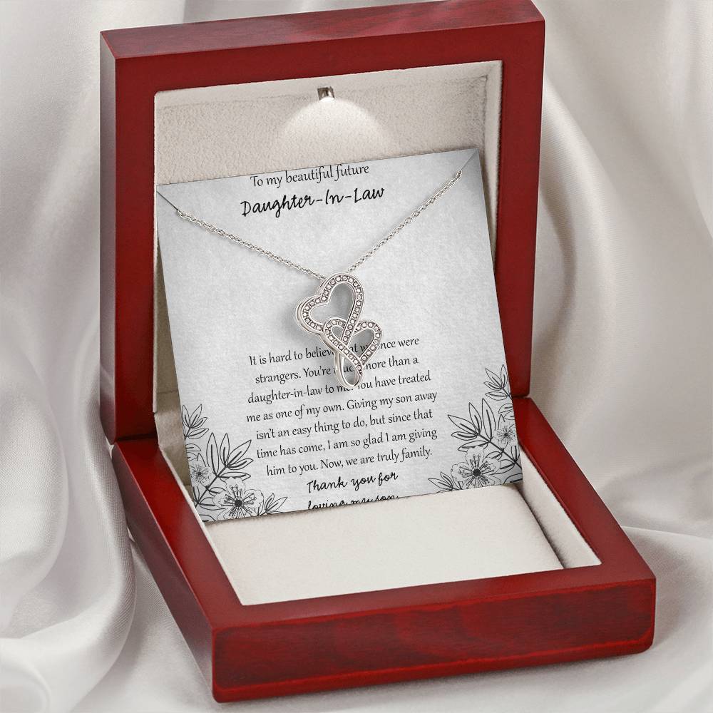 To My Beautiful Future Daughter In Law Double Hearts Necklace