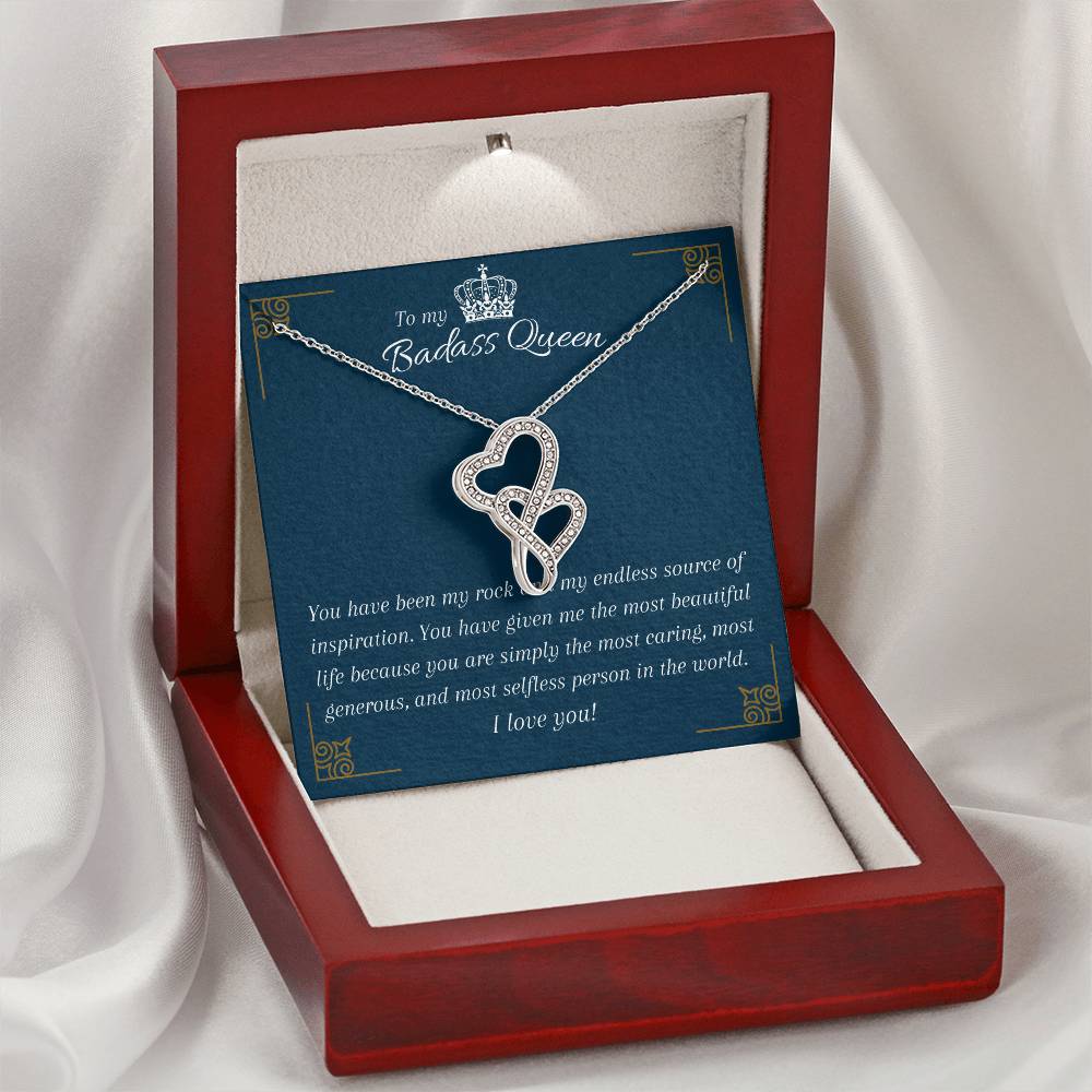 Special Gift To A Badass Queen 1 Double Hearts Necklace