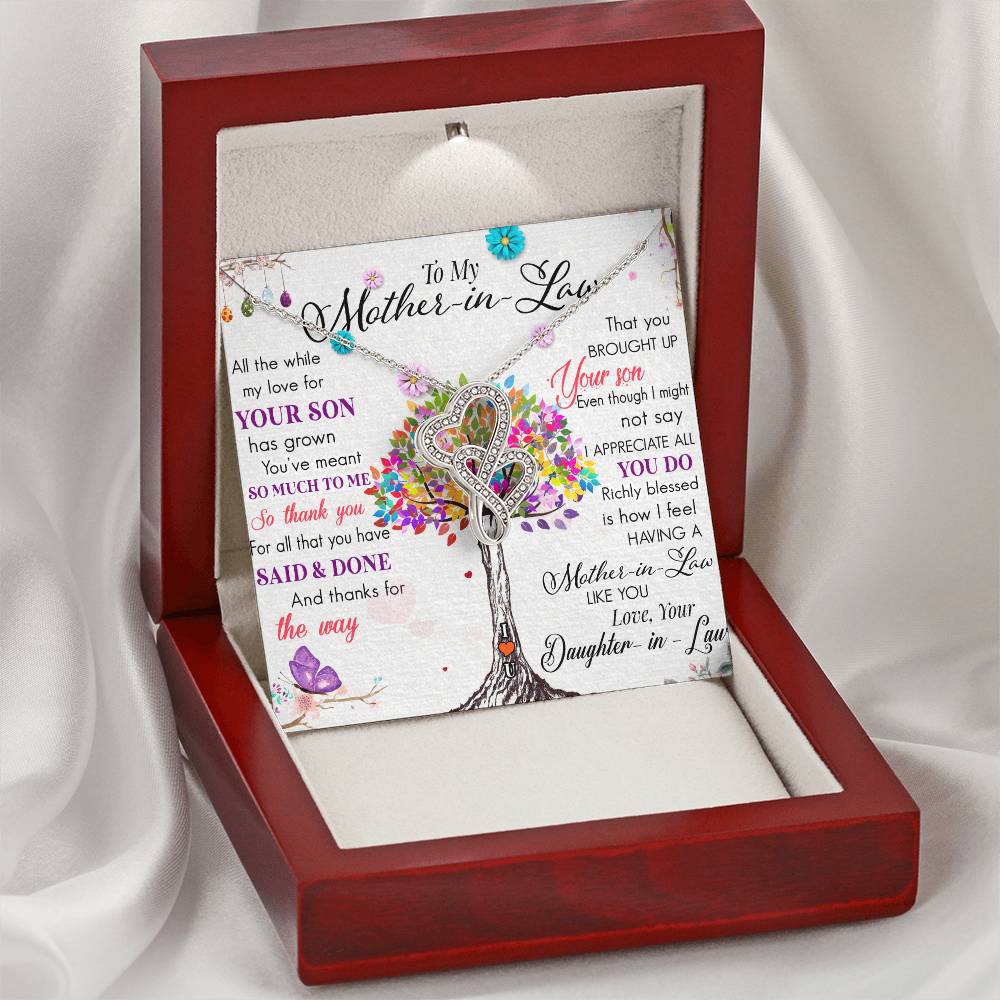 To My Mother In Law 2 Double Hearts Necklace
