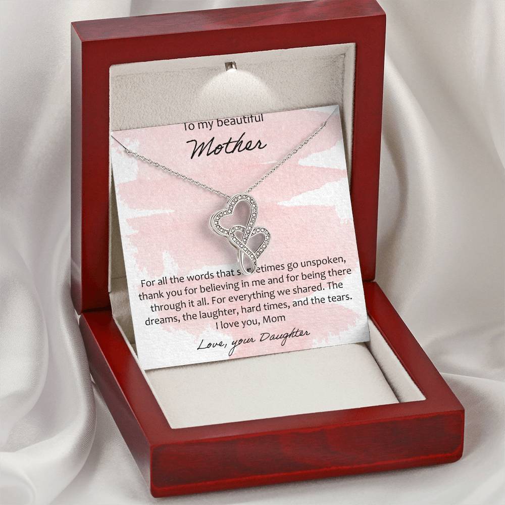 To My Beautiful Mother 2 Double Hearts Necklace