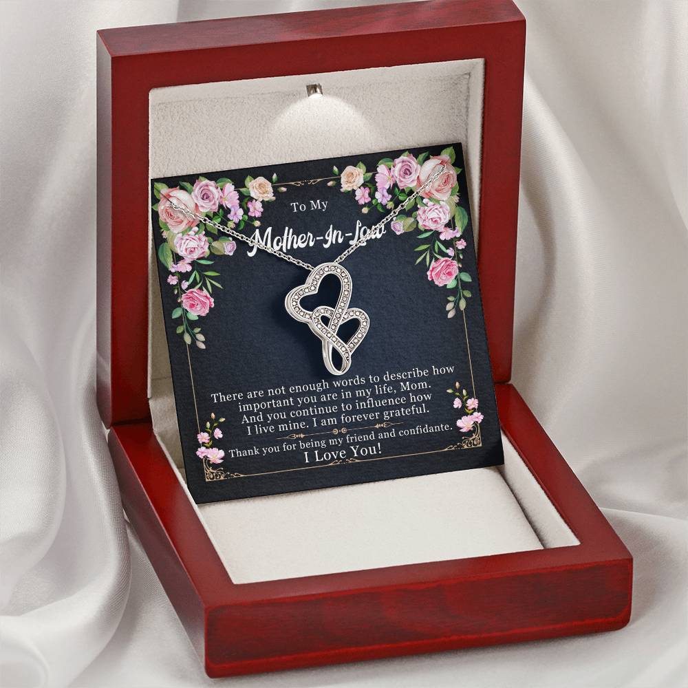 To Mother-In-Law - Mother's Day -  Double Hearts Necklace