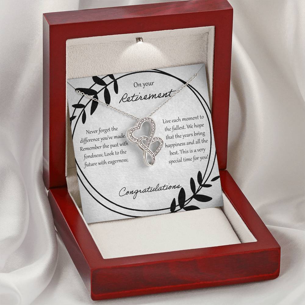 On Your Retirement Double Hearts Necklace