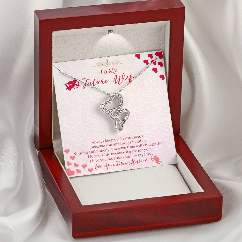 To My Future Wife - I Love You Message - Tmfw19 Double Hearts Necklace