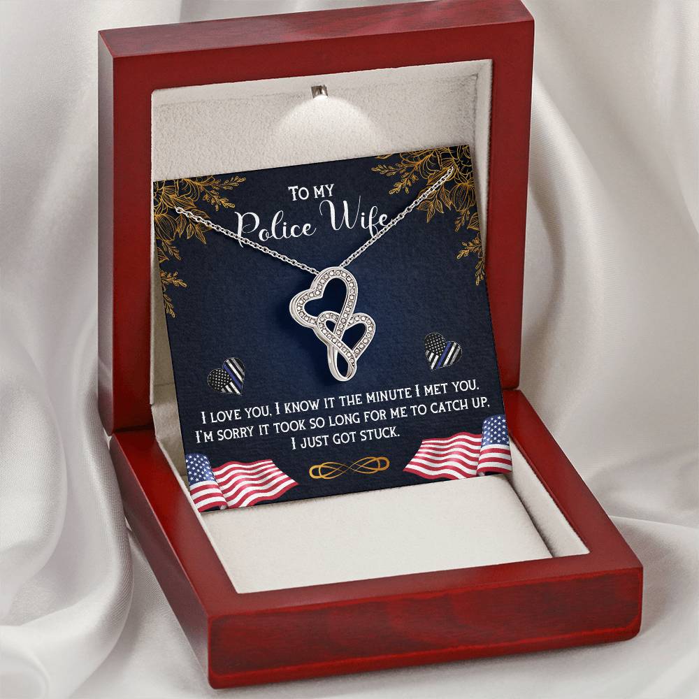 Proud Police Wife Double Hearts Necklace