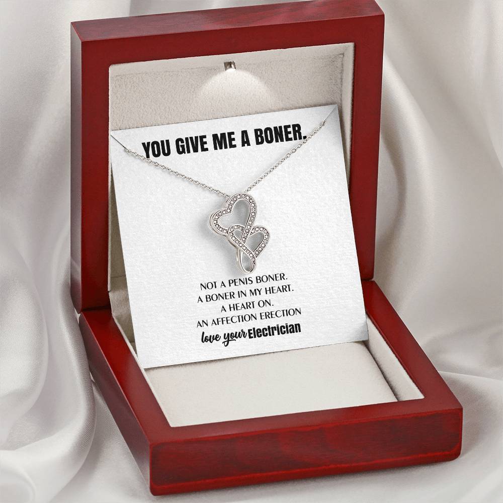 You Give Me A Heart Boner An Affection Erection  Funny & Sarcastic Love For Her Mature Best Fu 11 Double Hearts Necklace