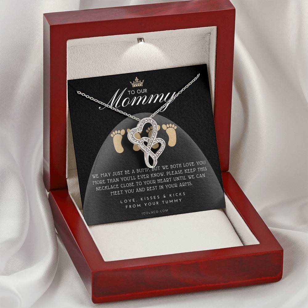Twin Baby Gift Twins Baby Shower Future Mom Of Twins Twins Gender Reveal Twin Bump To Mom Gift From Twins Mothers Day  Double Hearts Necklace