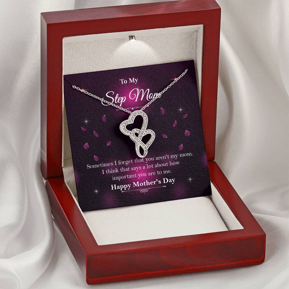 Stepmother Gift ☆ Stepmom Wedding Gift ☆ Mother of Bride Gift ☆ Gift For Step Mom ☆ Bonus Mom Wedding Gift ☆ Stepmothe Double Hearts Necklace