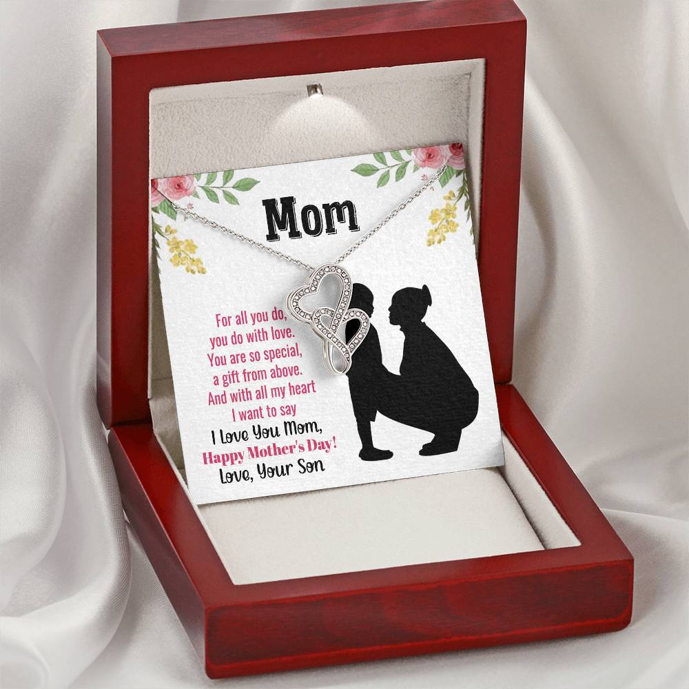 Mom You Are So Special -  1 Double Hearts Necklace