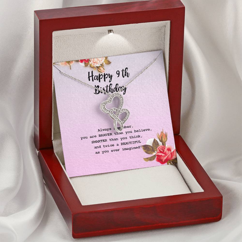 9Th Birthday Gifts For Girls 9Th Birthday Necklace Girls Gift. Gift For Sister Best Friend Daughter Niece Unique 9Th B Double Hearts Necklace