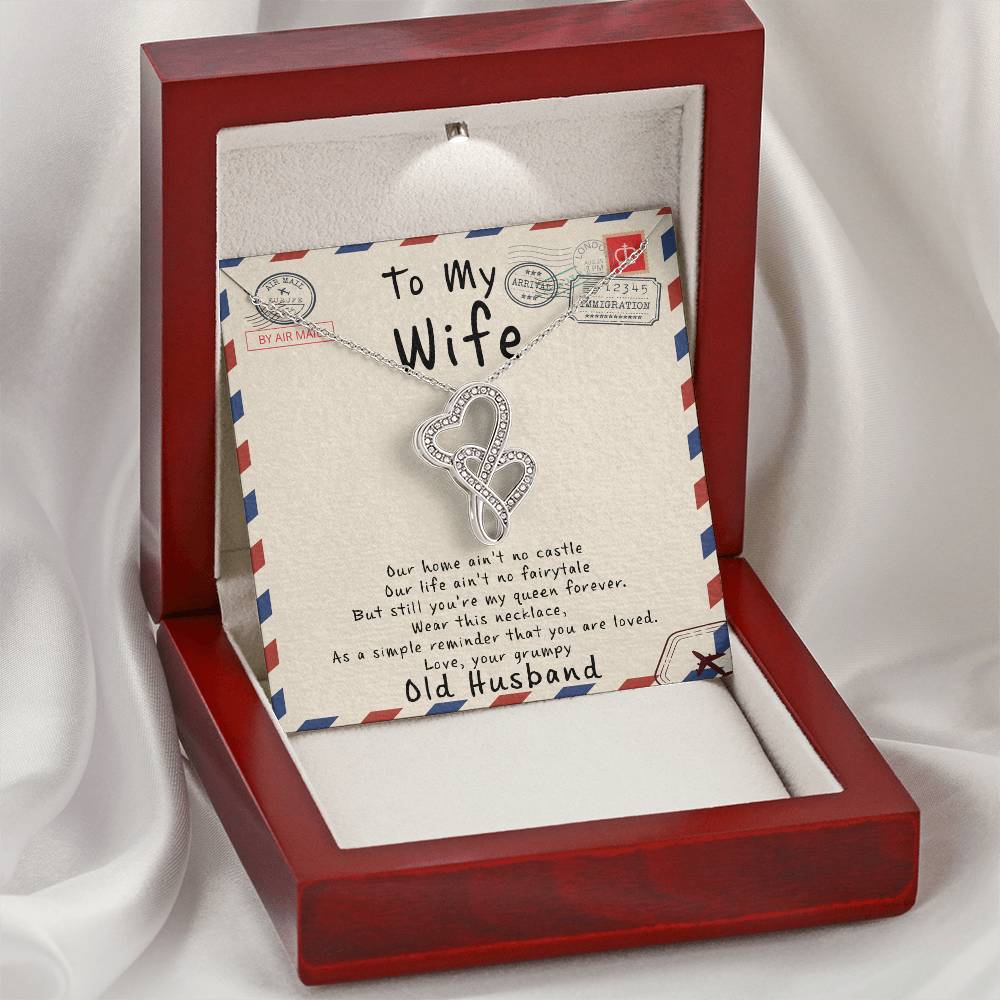 To My Wife - I Love You Message - Tmw20 Double Hearts Necklace