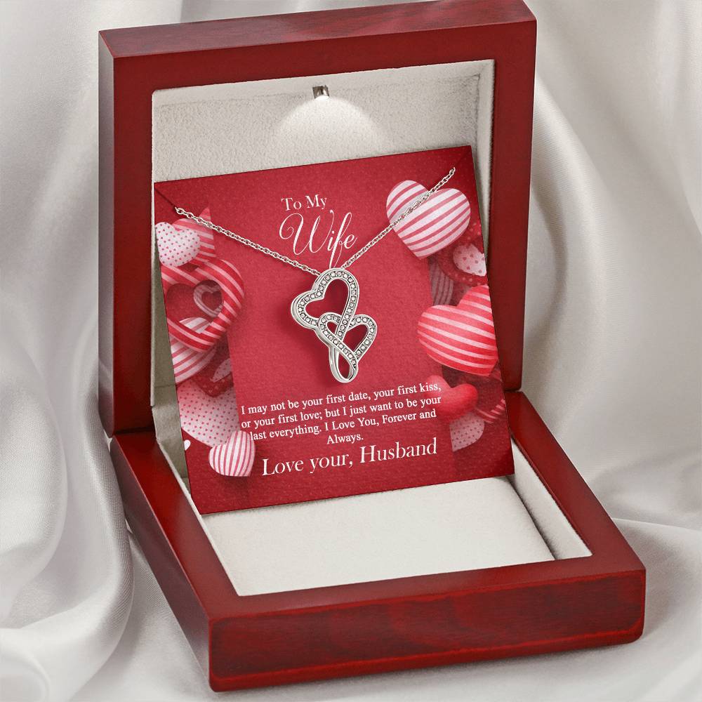 To My Wife -  1 Double Hearts Necklace