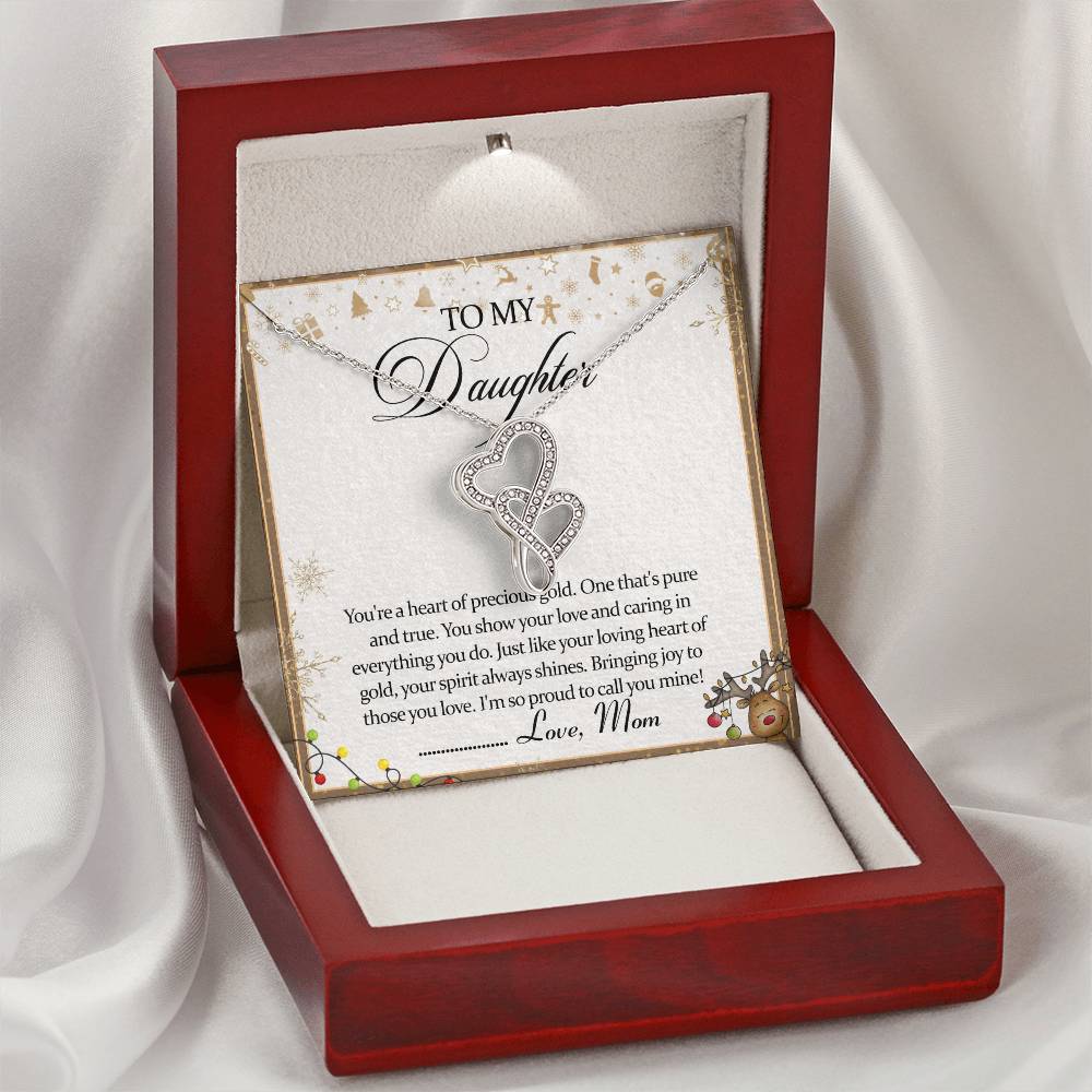 To Daughter From Mom Double Heart Necklace Gift Mom And Daughter No Matter Where You Go Gift From Mom Daughter Wedding 3 Double Hearts Necklace
