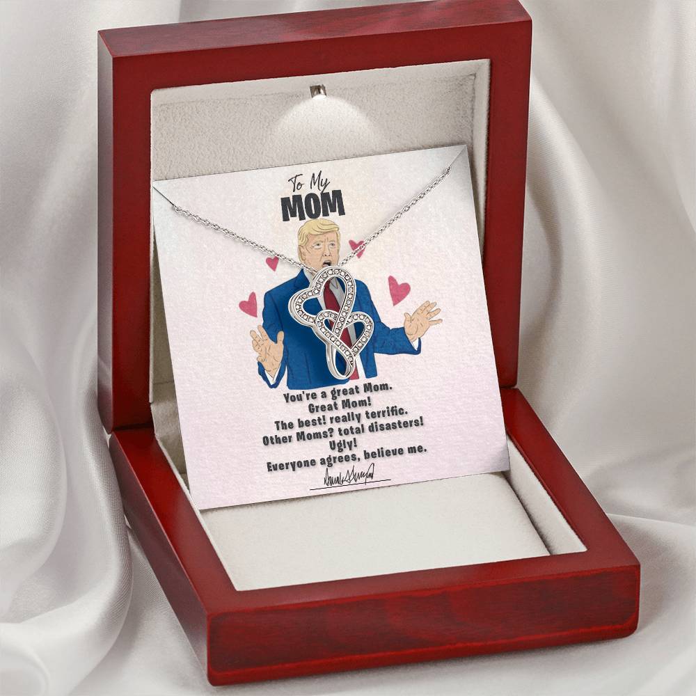 To My Mom - I Love You Message - Tmm08 Double Hearts Necklace