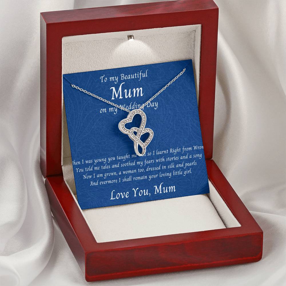 Gify For Mum  Mother Of Bride Gift  Mum Jewellery  Mum Necklace  Wedding Day Gift  Double Hearts Necklace
