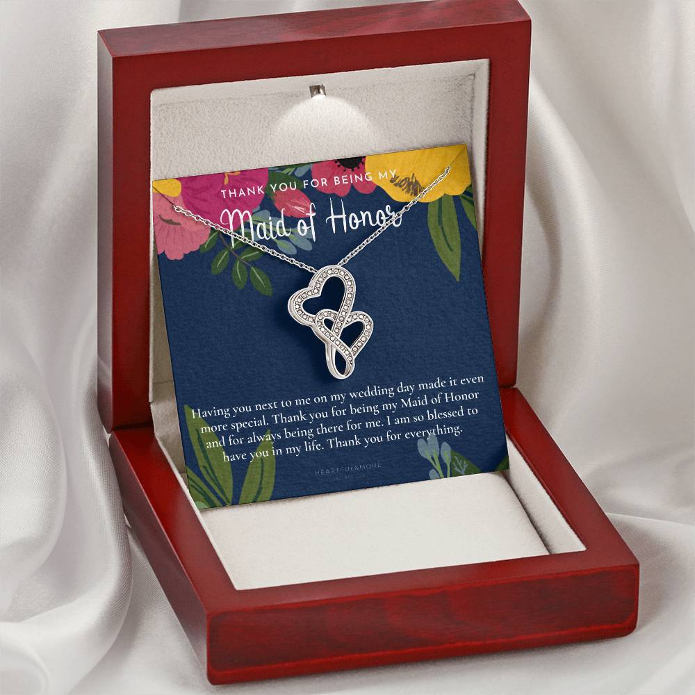Maid Of Honor Thank You Gift From Bride Bridesmaid Gift Maid Of Honor Gift Necklace Matron Of Honor Gift Thank You Gif 1 Double Hearts Necklace