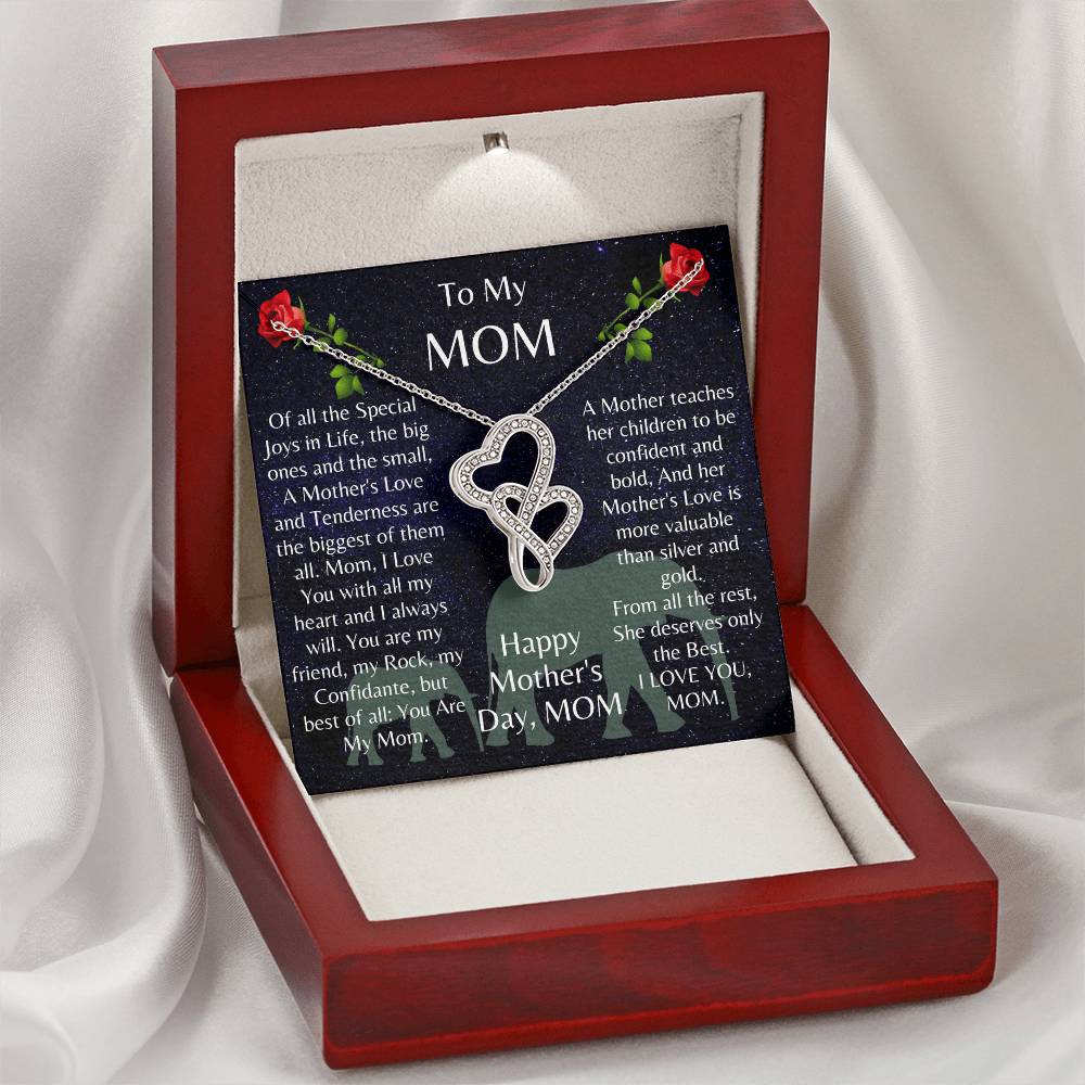 Exquisitely Beautiful The  For Mom 🌹💖 Double Hearts Necklace