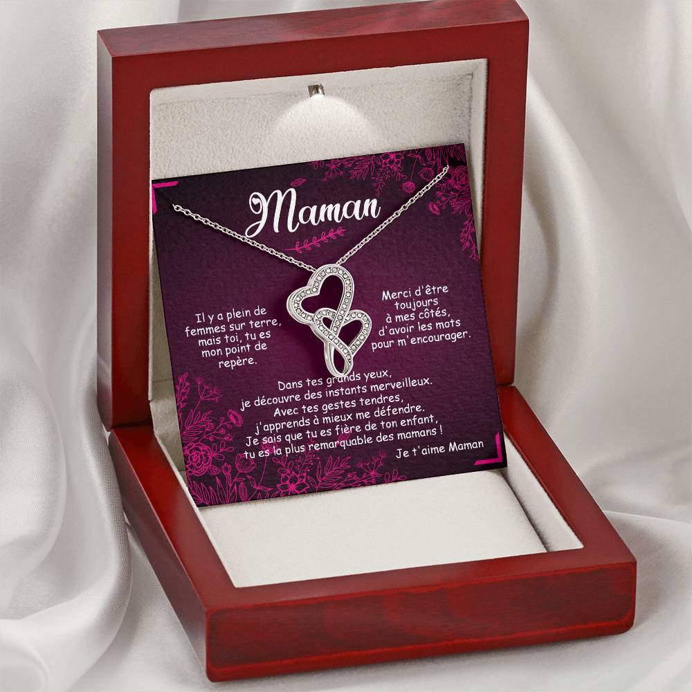 Collier Double Cœurs Maman Remarquable Double Hearts Necklace