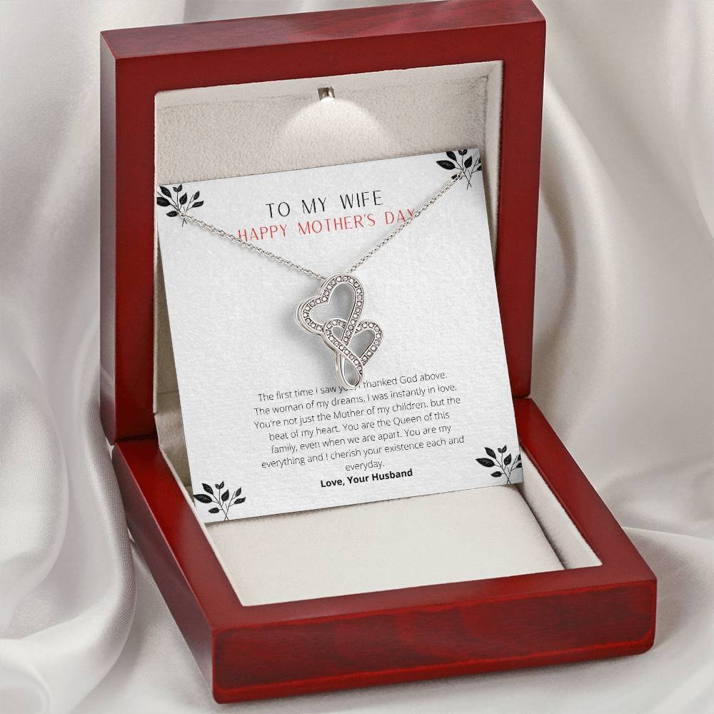 Necklace For Your Wife - An Eternal Love - Love Your Husband - To Wife From Husband Double Heart Necklace Gift Wedding 1 Double Hearts Necklace