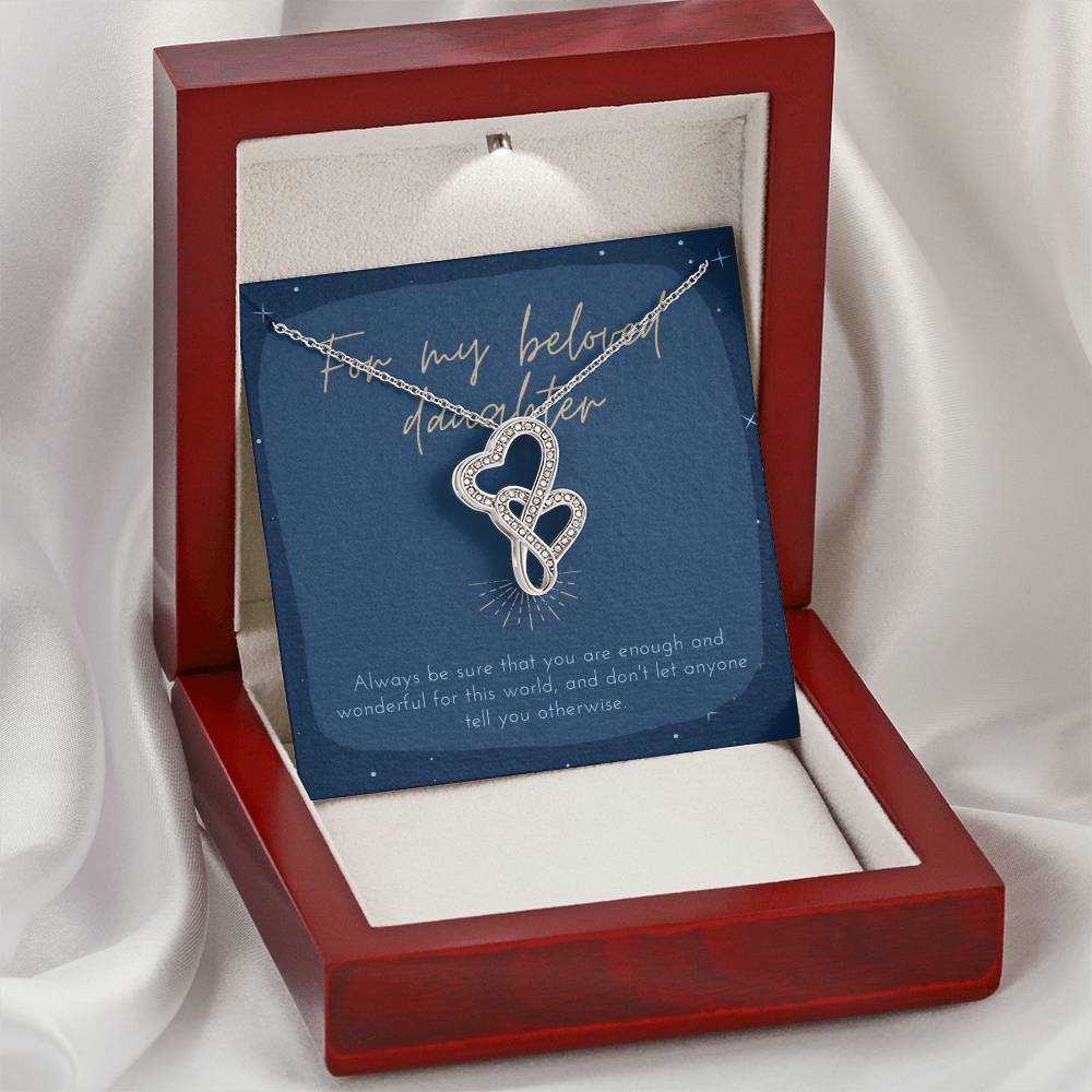 For My Beloved Daughter Double Hearts Necklace