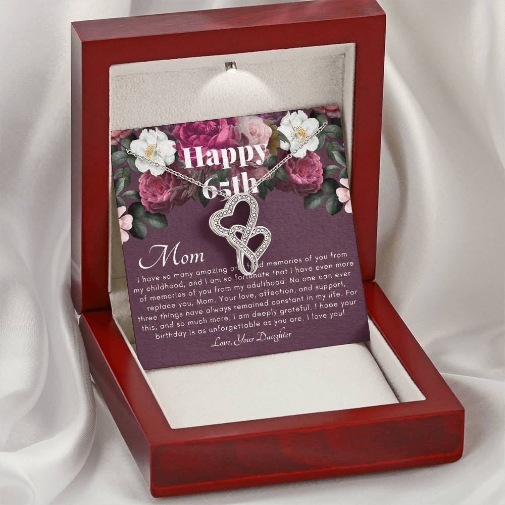Mother's 65Th Birthday Gift  Gift For Mom On Her Birthday  Gift For Mom From Daughter  Mom Necklace  Best Mom Gift Mes 1 Double Hearts Necklace