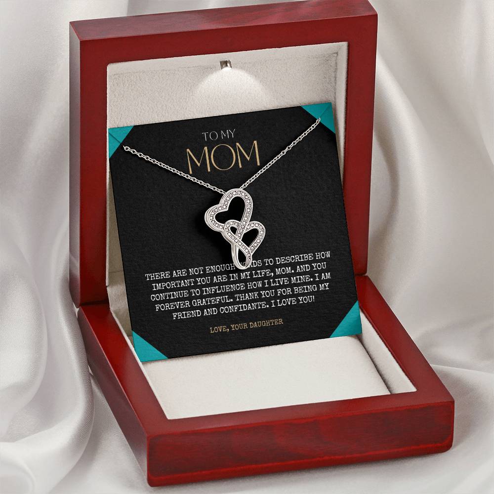 Personalized Gift To My Mom Necklace Birthday Valentines Gift To My Mother Silver Jewelry For Women Love Knot Necklace Double Hearts Necklace