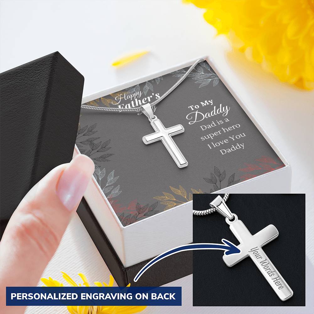 Cross Necklace For Dad Dad Gift From Daughter Gift For Dad  Father Gift From Daughter Customize Engraved Cross Necklace