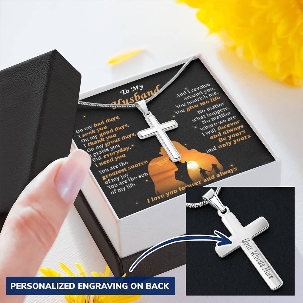 For Husband - I Need You - Cross Customize Engraved Cross Necklace