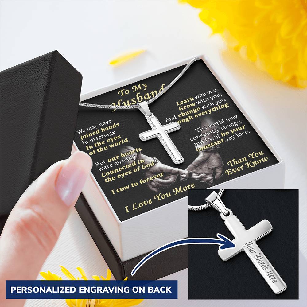 For Husband - My Love - Cross Customize Engraved Cross Necklace